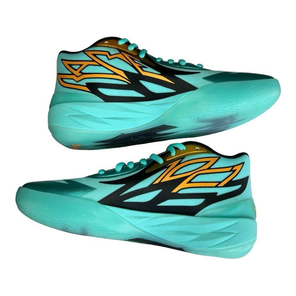 Puma | LaMelo Ball MB.02 Honeycomb Elektro Aqua Sneakers | 377590-01 | Size 9.5 - Picture 5 of 9